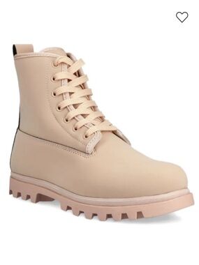 Native Women’s Lace-Up Ridged-Sole Natural Blush / Beige Combat Boots Size 9.